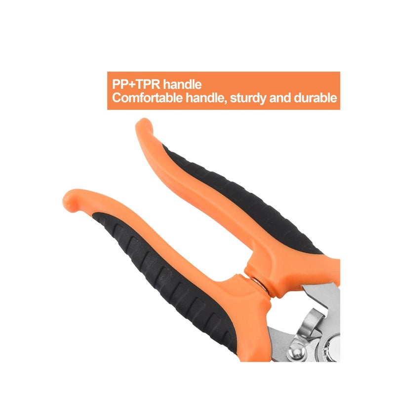 Barakah مقص تقليم، مقص يدوي منحني لحديقة، مقصات حديقة من الفولاذ المقاوم للصدأ، مقصات تقليم احترافية بمقابض مزودة بنابض، للنباتات، والأسوار، والزهور - Image 3