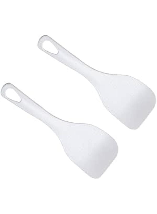 2 Pieces White Rice Serving Spoons Compact Kitchenware for Cooking and Mixing - Image 1