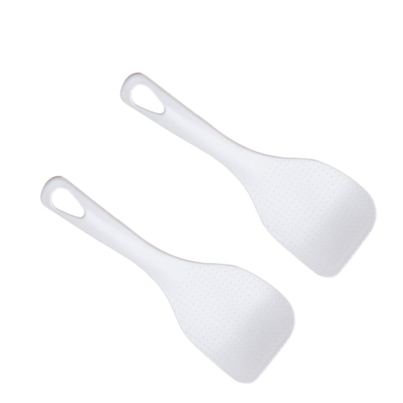 2 Pieces White Rice Serving Spoons Compact Kitchenware for Cooking and Mixing - Image 2