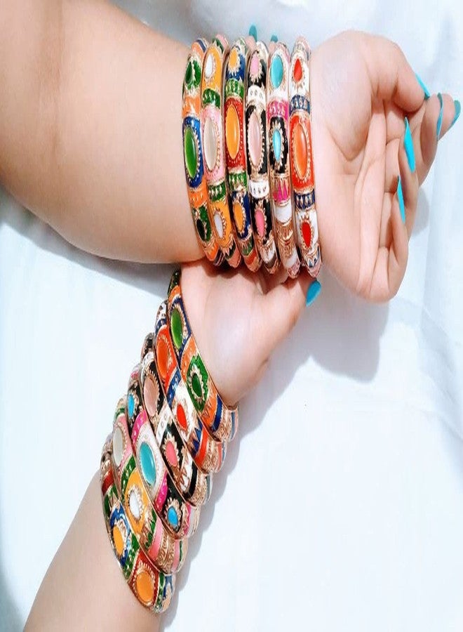 BriKSHi Enamel Gold Plated and Cubic Zirconia Bangles Bracelet for Women & Girls (Pink) - Image 5