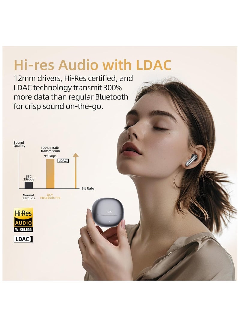 REBENUO MeloBuds Pro Adaptive Hybrid Active Noise Cancelling Wireless Earbuds Reduce Noise by Up to 99% Bluetooth 5.3 Wireless LDAC Hi-Res Audio 34H Playtime Comfortable Fit Custom EQ via App - Image 3