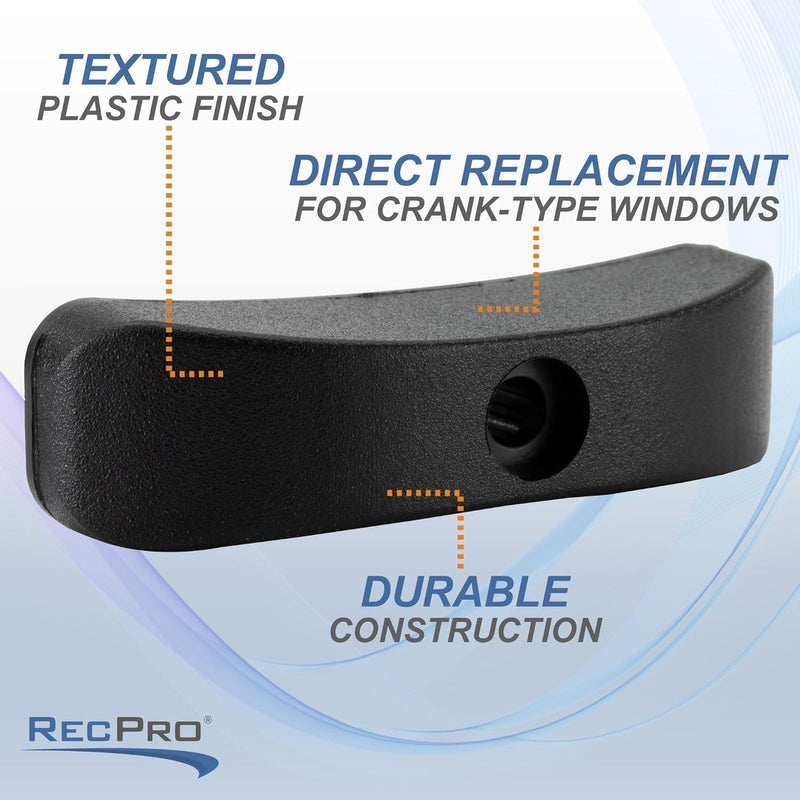 RecPro RV Window Crank Handle | Tee-Style Knob | Black Plastic (2-Pack) - Image 3