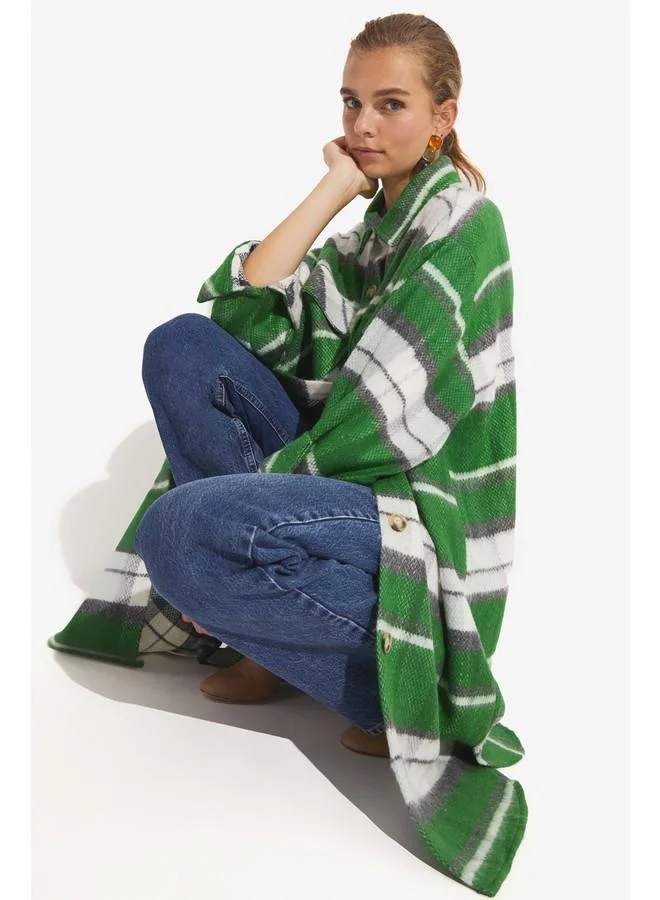 JUNE June Plaid Patterned Shirt Jacket Green