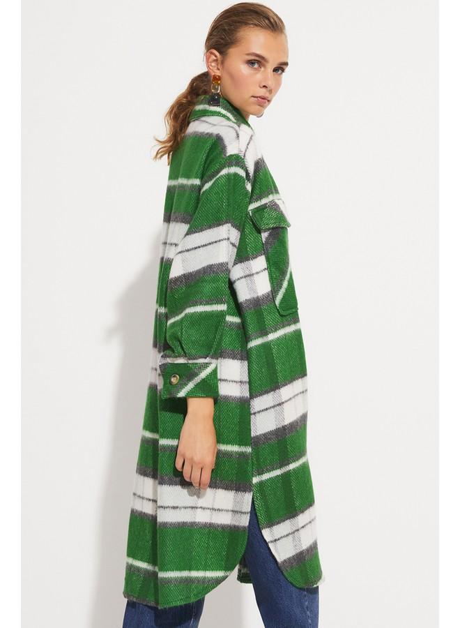 جون جاكيت قميص كاروهات بنمط يونيو - أخضر - Image 5