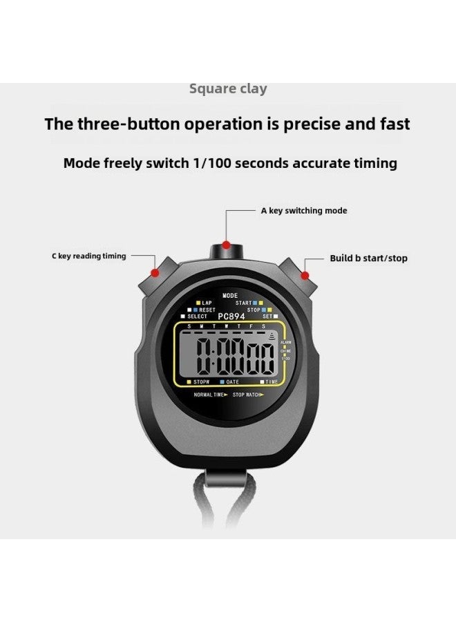 Generic Electronic Stopwatch Timer Student Sports Fitness Training Competition Special Track And Field Running Swimming Referee Stopwatch-Display Accuracy:019-multi-channel Timing Large Screen Waterproof Model - Image 3