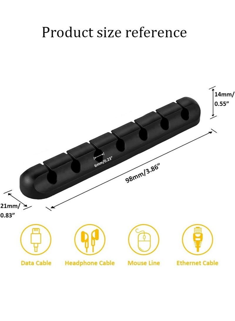 Clips Cord Holder - 2 Packs Self Adhesive Cable Management for USB Cable/Power Cord/Wire, Car and Desk, Home and Office (7 Slots) Cord Organizer Black/Grey - Image 2