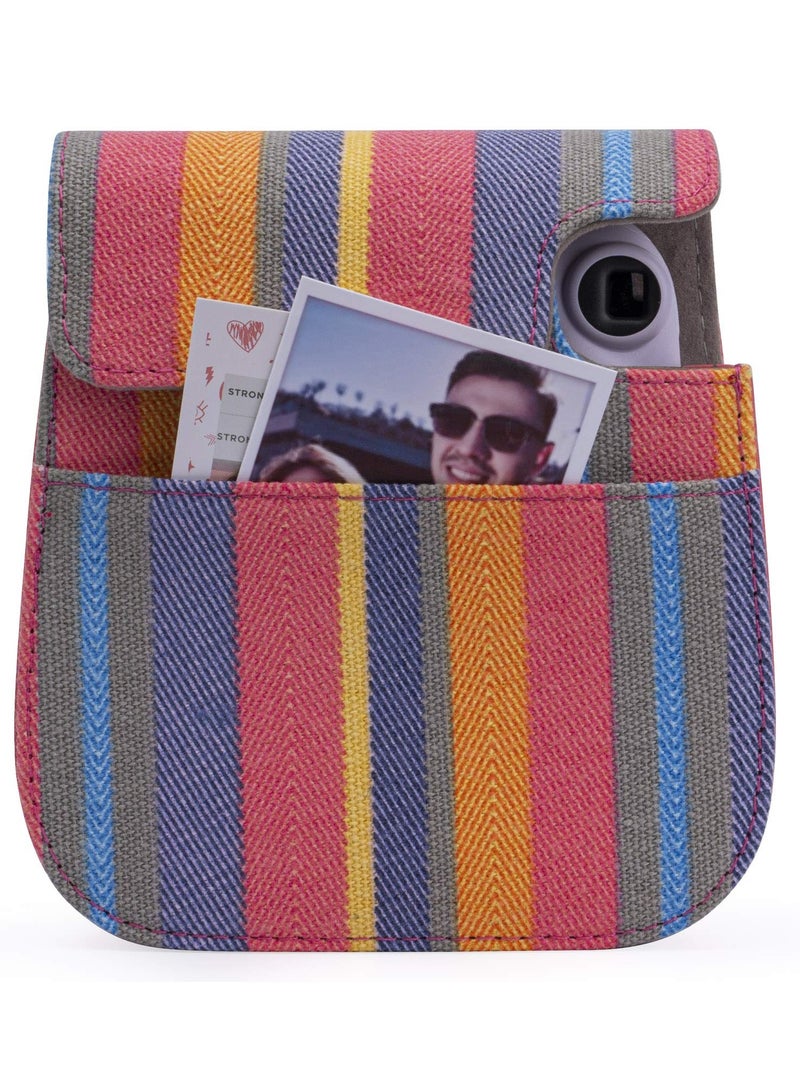 Fujifilm Instax Mini 11/9/8 Camera Case with Accessory Pocket and Adjustable Detachable Shoulder Strap (Colorful Stripes) - Perfect for Instant Film Photography! - Image 2