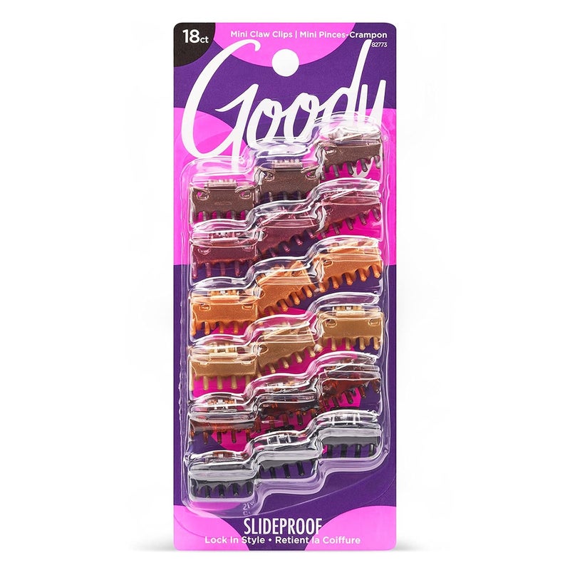 Goody Classics Mini Claw Clips , Assorted Colors - For All Hair Types - Great for Easily Pulling Up Your Hair - Pain-Free Hair Accessories for Women, Men, Boys and Girls, 18 Count (Pack of 1)