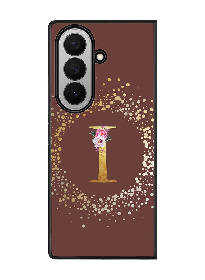 Stylizedd For Samsung Galaxy Z Fold7 Case,Slim fit Camera Protection, Shockproof Thin Phone cover  - Custom Monogram Floral - I  (Brown )