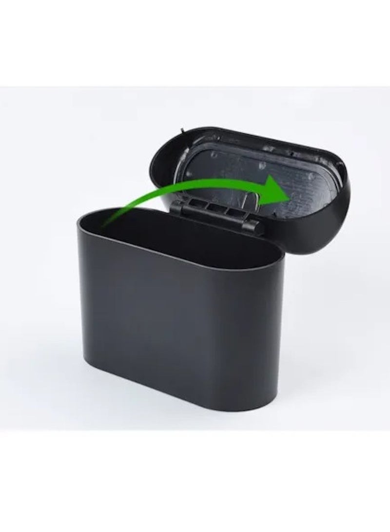 Huitich Compact Car Trash Can Dustbin with Door Side Hanging Design – Black  - Image 4