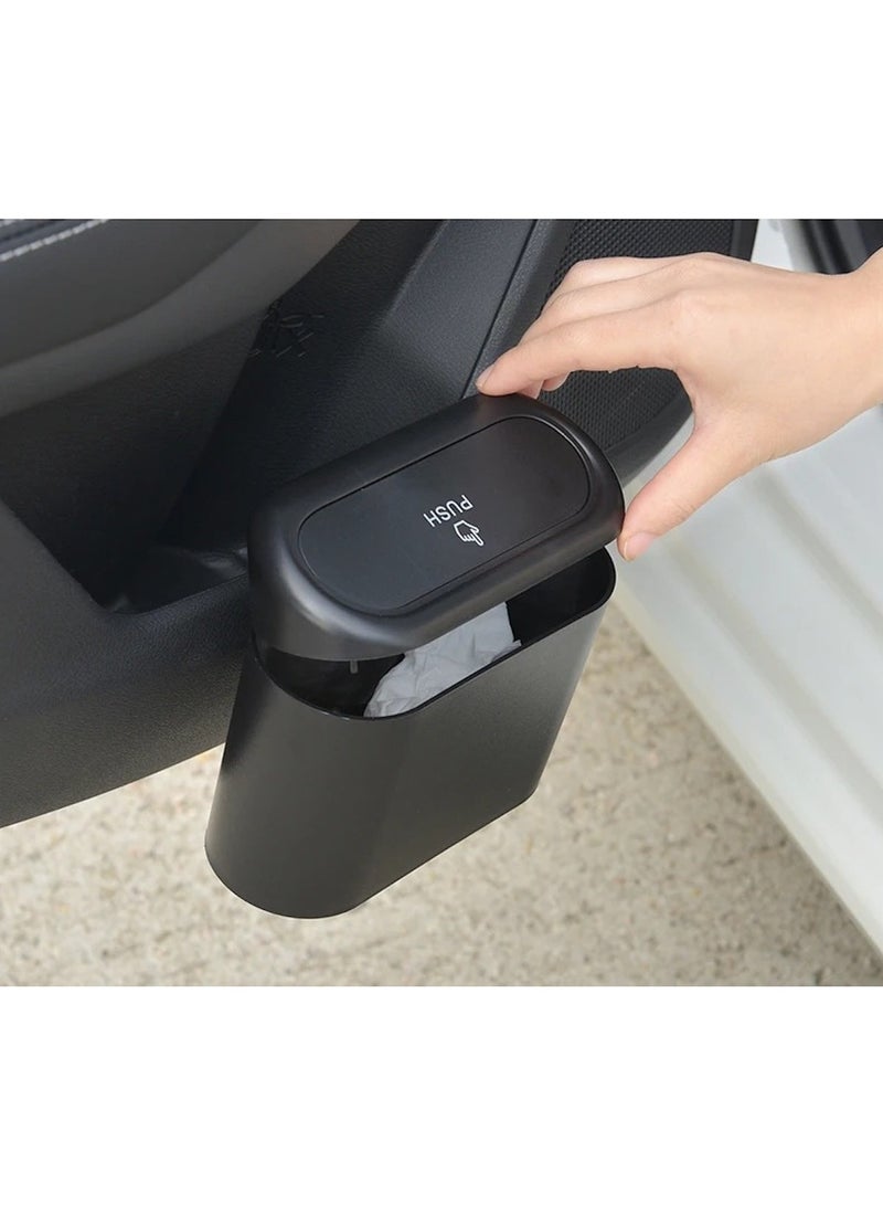 Huitich Compact Car Trash Can Dustbin with Door Side Hanging Design – Black  - Image 5