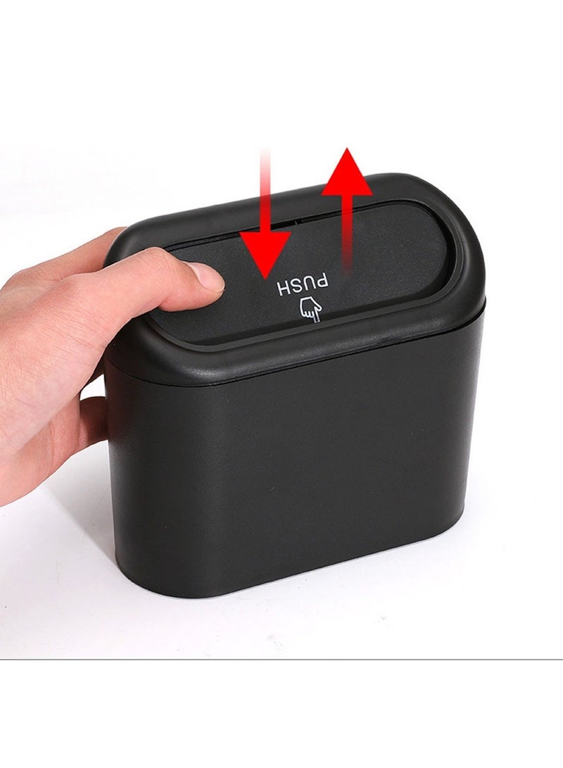 Huitich Compact Car Trash Can Dustbin with Door Side Hanging Design – Black  - Image 3