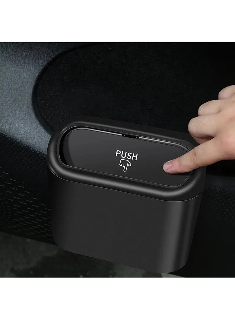 Huitich Compact Car Trash Can Dustbin with Door Side Hanging Design – Black  - Image 2
