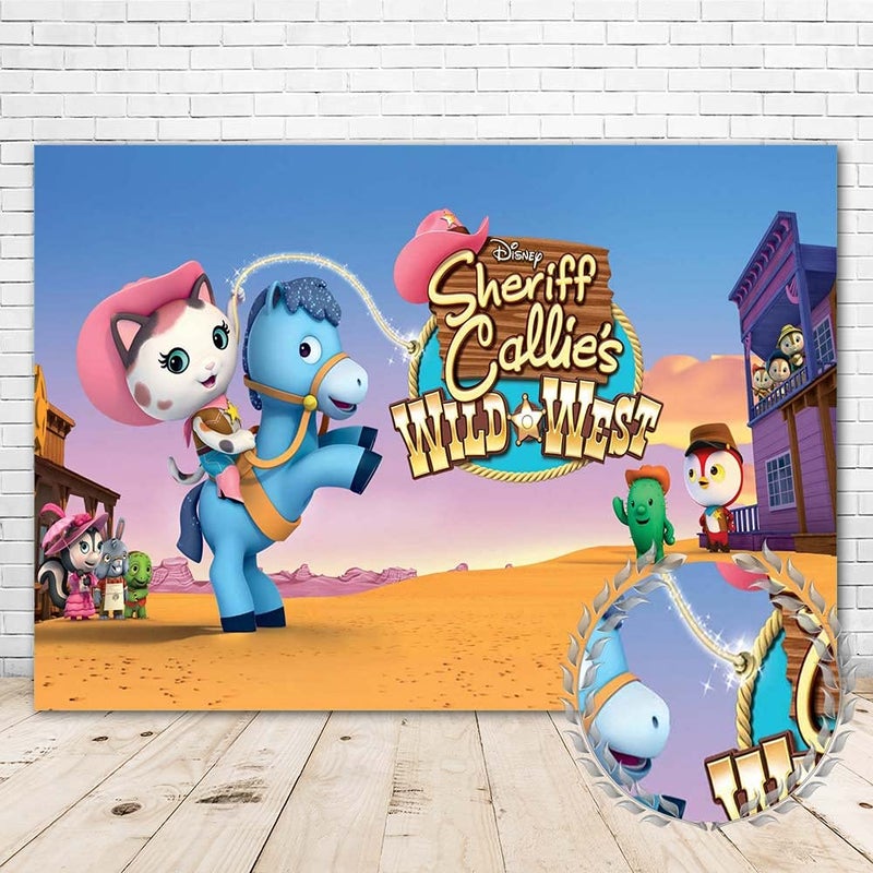 JMING Sheriff Callie Backdrop for Kids Happy Birthday Party Supplies 7x5 Vinyl Sheriff Callies Wild West Theme Birthday Banner Decorations Cake Table Room Wall Decor Photo Booth Background Props