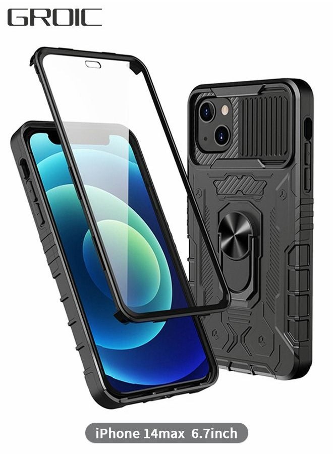 GROIC - Cover for iPhone 14 Plus IPhone 14 MAX 6.7 Inch Case 360° Full Body Protection Silicone Bumper  with Kickstand and Dual Layer Built-in Tempered Glass Screen Protector Shell - Image 1