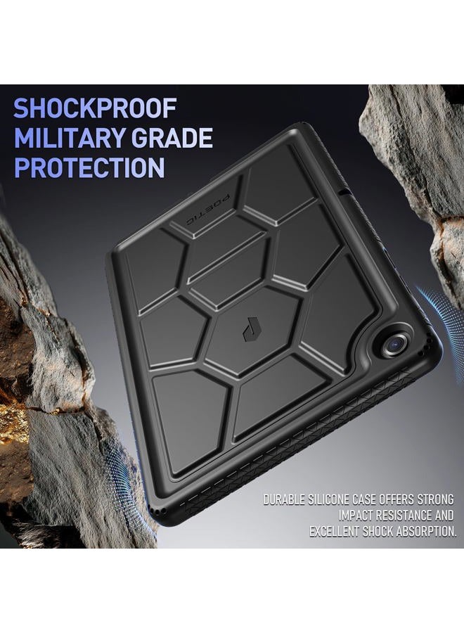 POETIC TurtleSkin Samsung Galaxy Tab A11 Plus Case + 11 Inch (2025), Heavy Duty Shockproof and Kid Friendly Silicone Case with Drop Protection - Black - Image 4