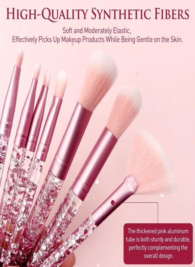 Zoolinn 7PCS Pink Unicorn Makeup Brushes Set, Kit for Blush, Lip, Foundation, Eyebrow, Loose Powder, Eye Shadow and Fan Brushes with Glitter, Creative Gift - Image 4