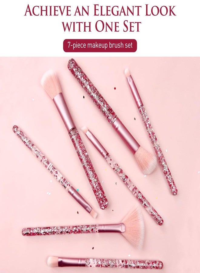 Zoolinn 7PCS Pink Unicorn Makeup Brushes Set, Kit for Blush, Lip, Foundation, Eyebrow, Loose Powder, Eye Shadow and Fan Brushes with Glitter, Creative Gift - Image 2