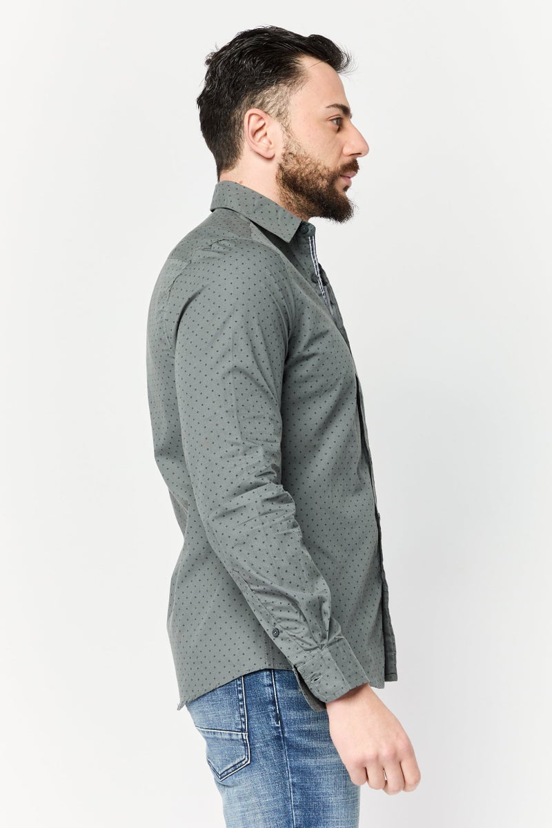 Truth Substance Men Regular Fit Allover Print Long Sleeves Casual Shirt, Olive - Image 3