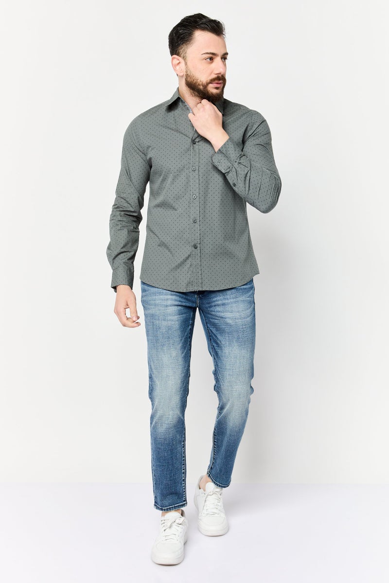Truth Substance Men Regular Fit Allover Print Long Sleeves Casual Shirt, Olive - Image 2