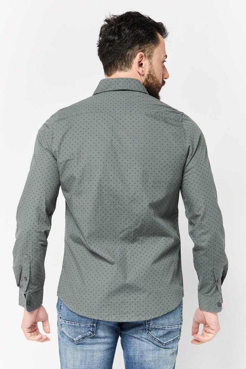 Truth Substance Men Regular Fit Allover Print Long Sleeves Casual Shirt, Olive - Image 4