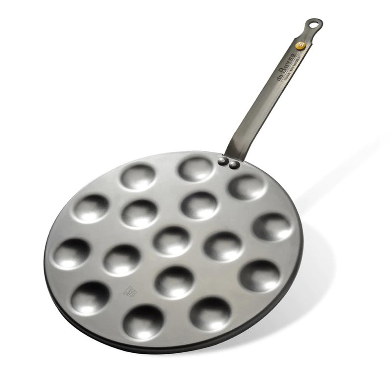 De Buyer MINERAL B من الفولاذ الكربوني مقلاة Aebleskiver Poffertjes بقطر خارجي 105 مثالية للفطائر الصغيرة خالية من PFAS وPFOA وPFOS مصنوعة في فرنسا