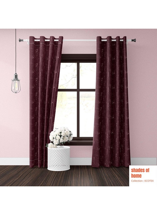 SHADES OF HOME - 7 Feet Long Premium Cotton Blend Room Darkening Eyelet Curtains, Texture - Maroon, Pack of 2 - Image 3