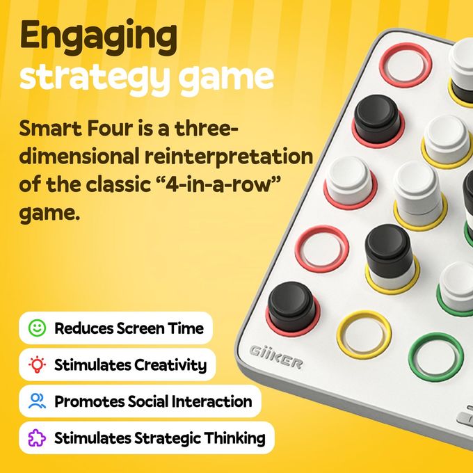 Giiker Smart Four, 3D AI-Powered 4 in a Row Game, Strategy Board Games with Integrated Referee for 1-2 Players, Travel Games for Ages 6-12 and up, Birthday Gift for Kids Family Game Night - Image 5