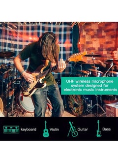 Generic Pick Up Wireless Guitar System Rechargeable Guitar Transmitter Receiver Set Electric Guitar Bass Pick Up (Black)  - Image 2