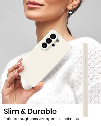 CUZMIGO for Samsung Galaxy S26 Ultra Case, Soft Liquid Silicone Slim Phone Cover with Raised Camera Lens Protection, Anti-Scratch Microfiber Lining & Smooth Grip, Off White - Image 3