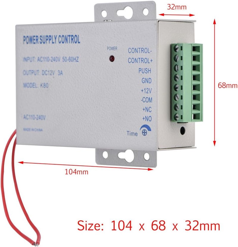 klarako Electric Door Lock Power Supply, Input AC110V-240V Output DC 12V 3A 30WDoor Access Control Controller System for Video Door Phone Intercom Lock - Image 5
