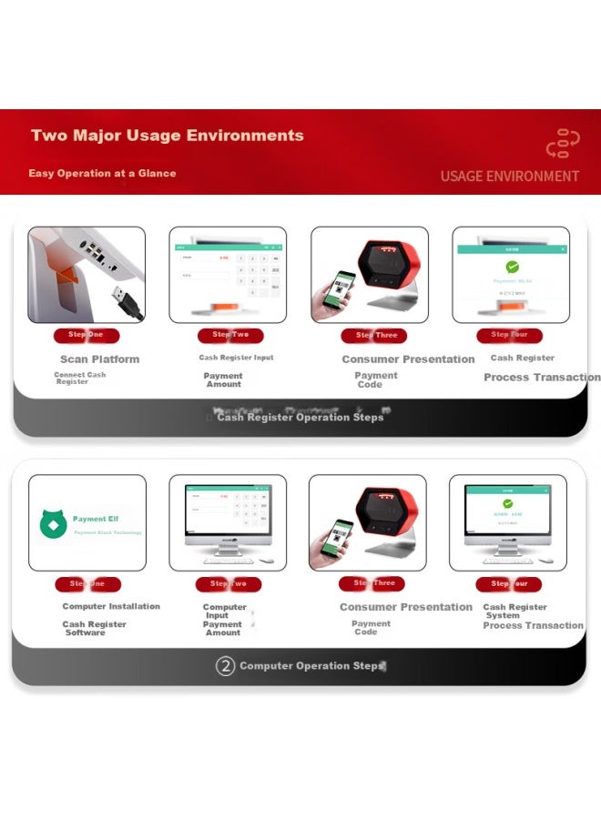 Nteumm Supermarket Checkout Scanning Platform Traceability Code Scanner Payment Box, Qr Code Universal Inbound/outbound Scanning Gun, Fashionable Red A8 - Image 2