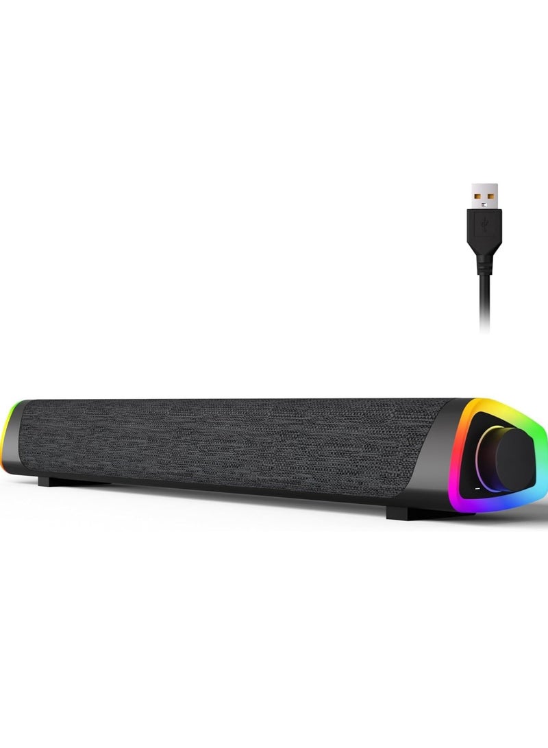 RATSAW Bluetooth Computer Speakers Sound Bar Wired USB Powered 6 Modes LED RGB Lights with All in One Control Button Surround Sound Portable Sound Bar for PC Desktop Monitor Phone - Image 1