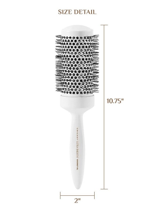 Cricket Ultra Smooth Coconut 2” Thermal Ceramic Barrel Hair Brush Antistatic Heatresistant Hairbrush For Blow Drying Curling And Styling All Hair Type White - Image 4