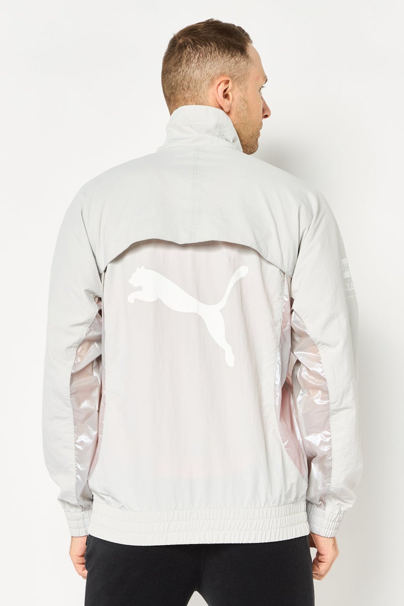 PUMA جاكيت رياضي طويل الأكمام للرجال من بلاجر x بوما، رمادي فاتح - Image 4