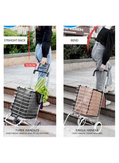 Cool Baby Folding Shopping Cart Trolley Bag Portable Grocery Utility Lightweight Stair Climbing Cart with 8 Wheels and Waterproof Canvas Bag  - Image 5