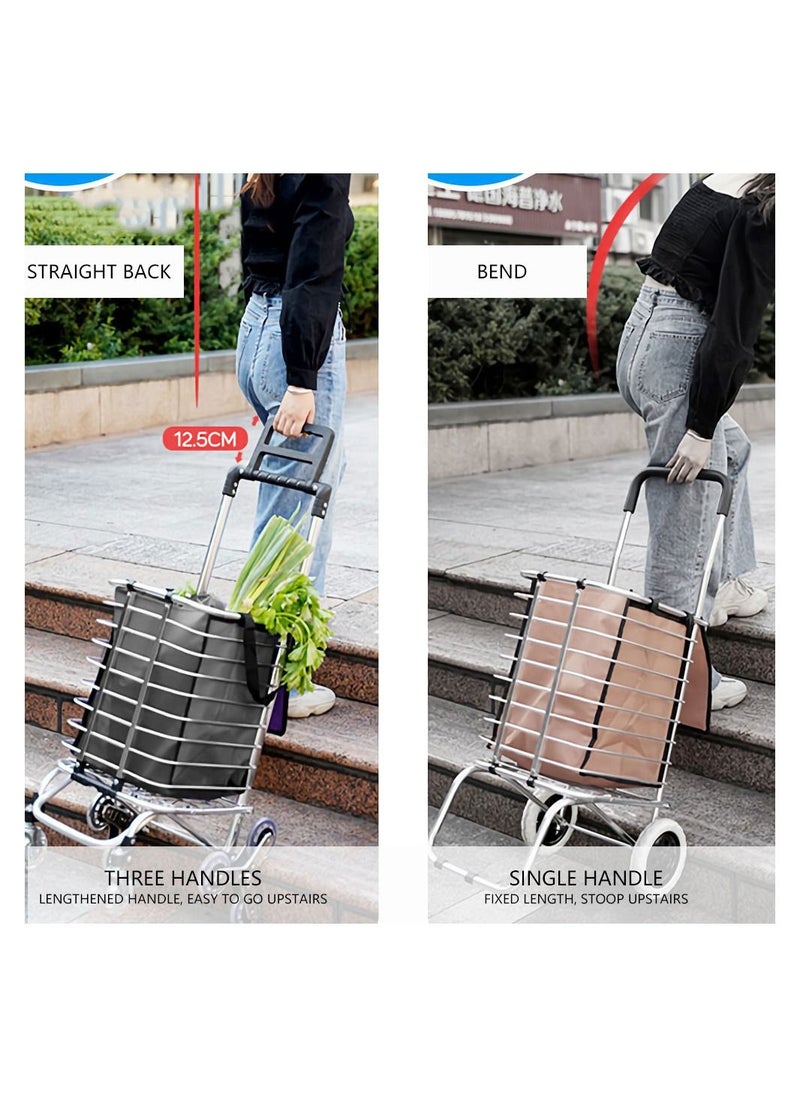 Cool Baby Folding Shopping Cart Trolley Bag Portable Grocery Utility Lightweight Stair Climbing Cart with 8 Wheels and Waterproof Canvas Bag  - Image 5