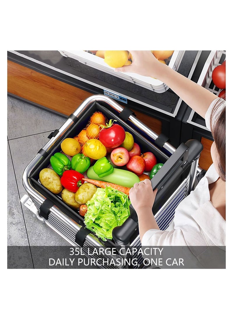 Cool Baby Folding Shopping Cart Trolley Bag Portable Grocery Utility Lightweight Stair Climbing Cart with 8 Wheels and Waterproof Canvas Bag  - Image 2
