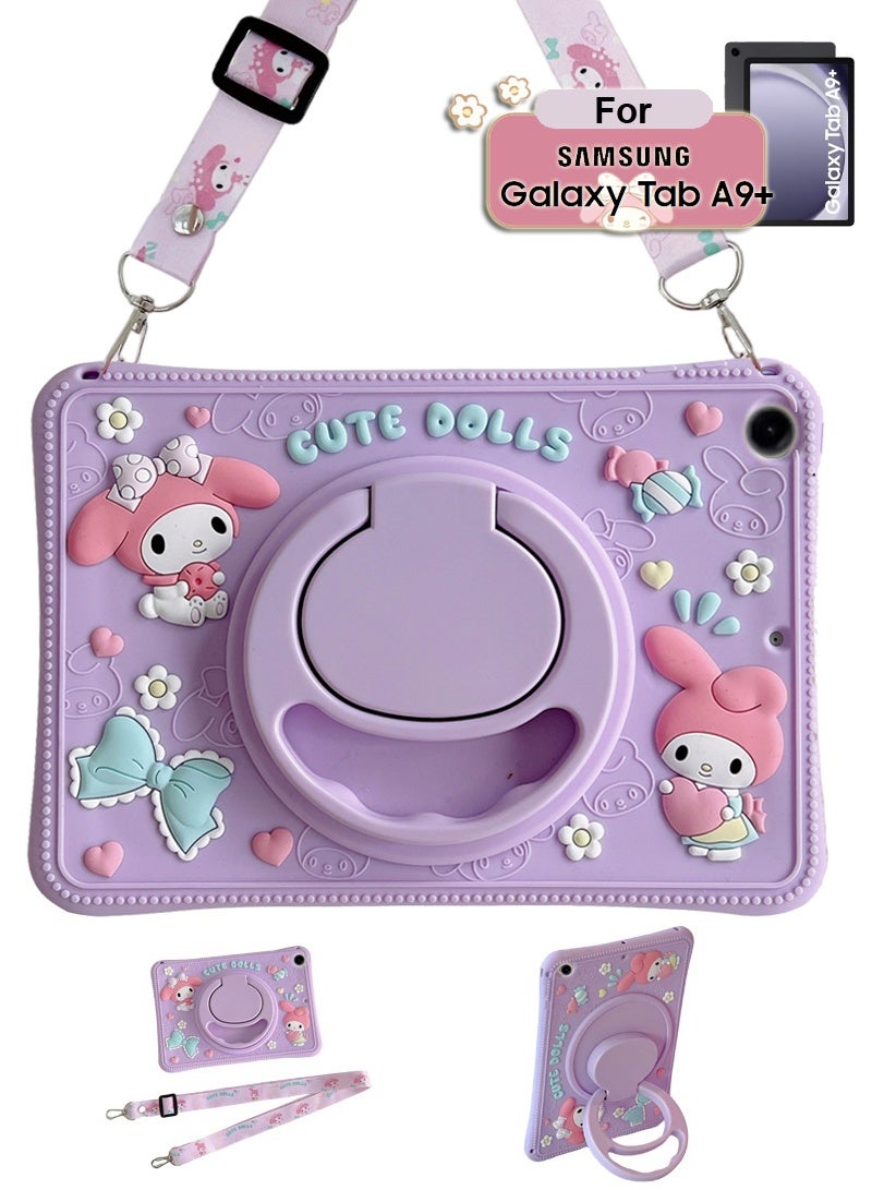 Cartoon protector for Samsung Galaxy Tab A9+ Plus Case Girls 11-inch Cases with Handle Stand Shoulder Cute Cartoon Girly Teens Tablet Cover for Samsung Galaxy Tab A9+Plus - Image 1