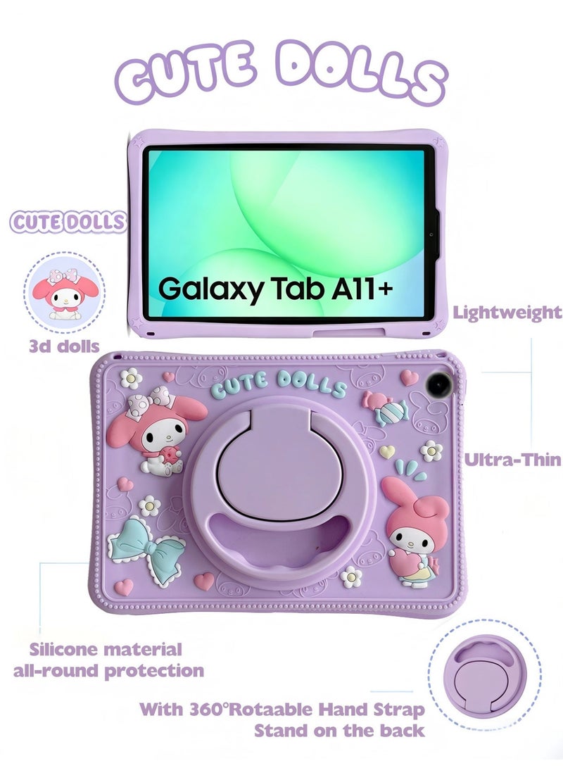 غطاء واقي فائق النحافة لجهاز Samsung Galaxy Tab A9 Plus 2023/A11 Plus 2025 مقاس 11 بوصة - حافظات للفتيات مزودة بمقبض وحامل وكتفي، غطاء لطيف وخفيف الوزن ومناسب للمراهقات لجهاز Samsung Galaxy Tab A9+ / A11+ - Image 4