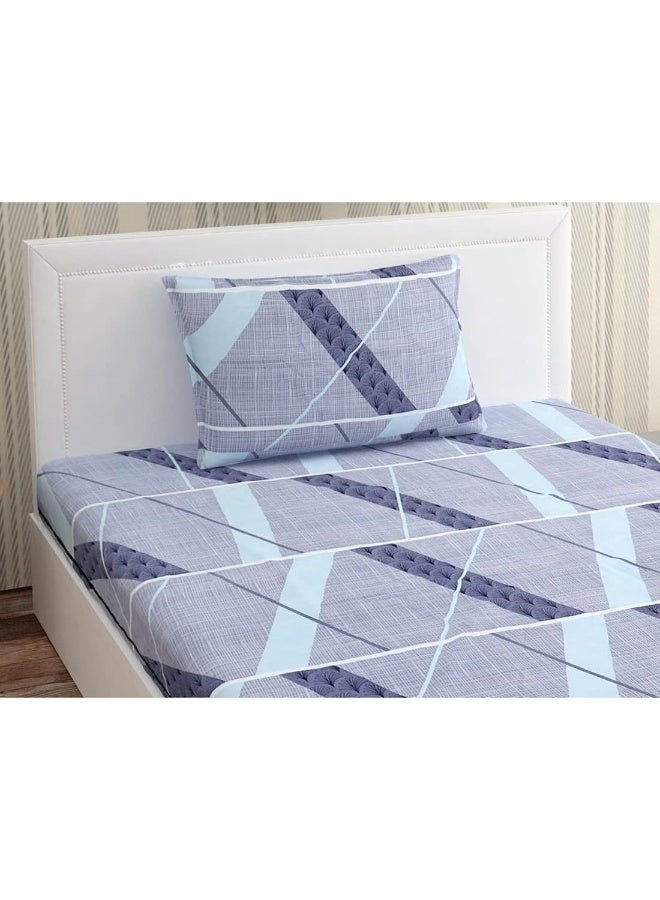 Urban Magic Urban Magic Geometric Printed Blue Single Bedsheet with 1 Pillow Cover  - Image 4