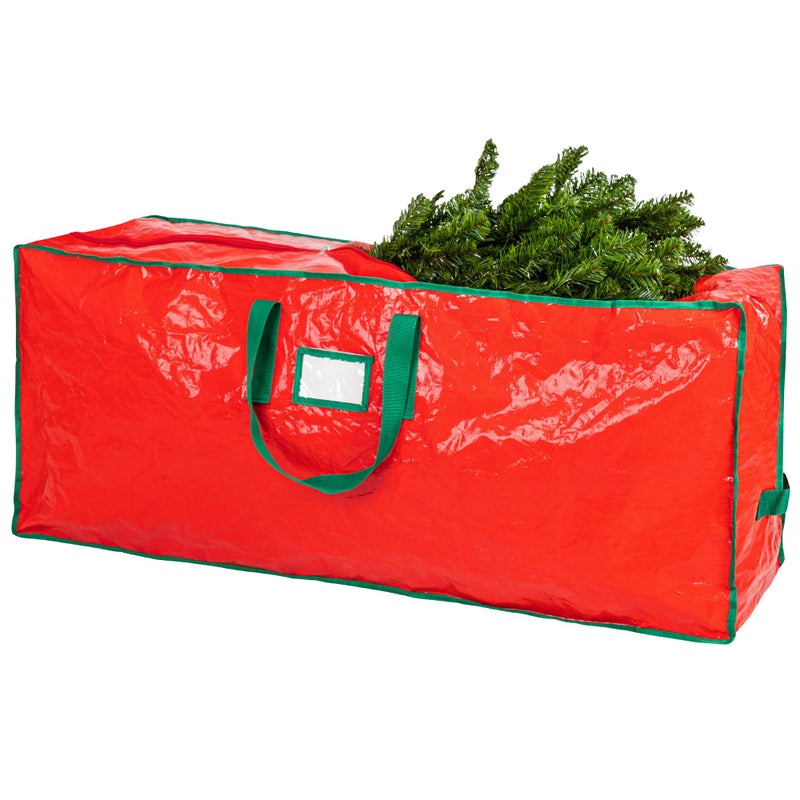 Handy Laundry Christmas Tree Storage Bag - Stores 7.5 Foot Artificial Xmas Holiday Tree, Durable Waterproof Material, Zippered Bag, Carry Handles. Protects Against Dust, Insects and Moisture (Red) - Image 1