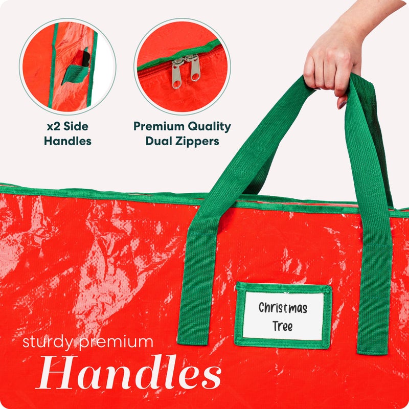 Handy Laundry Christmas Tree Storage Bag - Stores 7.5 Foot Artificial Xmas Holiday Tree, Durable Waterproof Material, Zippered Bag, Carry Handles. Protects Against Dust, Insects and Moisture (Red) - Image 5