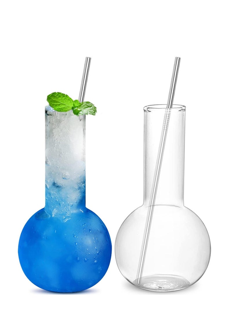 Zikra Cocktail Glass Set Creative Tube Cocktail Glass Set of 14oz Distilling Flask Clear Glass for Cocktail Martini Tequila Margarita for Party Home Bar or Gift - Image 2