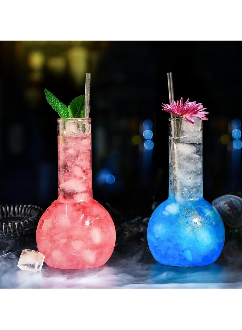 Zikra Cocktail Glass Set Creative Tube Cocktail Glass Set of 14oz Distilling Flask Clear Glass for Cocktail Martini Tequila Margarita for Party Home Bar or Gift - Image 1