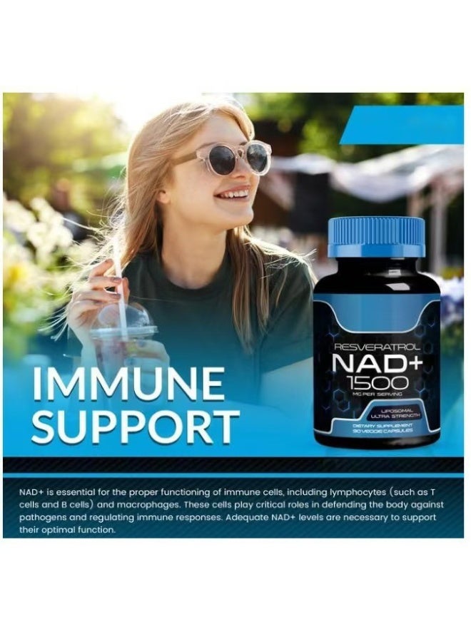 فوز اليوم NAD Supplement, 1500 مجم - مكمل غذائي شحمي NAD مع ريسفيراترول، NAD Plus Boosting - دعم الصحة الخلوية والقدرة على التحمل والشيخوخة الصحية - كبسولات فائقة القوة، 90 كبسولة - Image 2