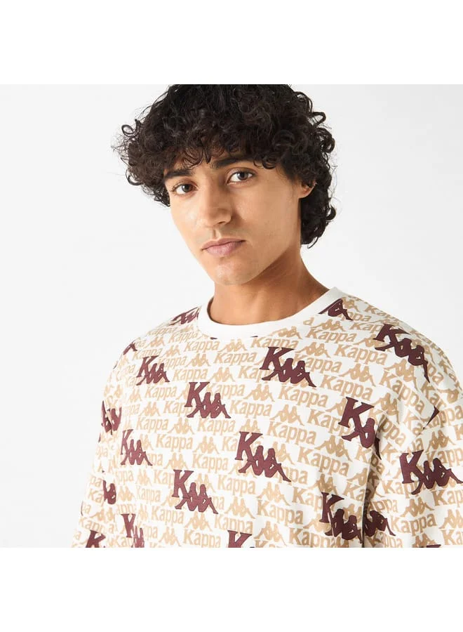 Kappa Kappa All-Over Logo Print T-shirt with Short Sleeves