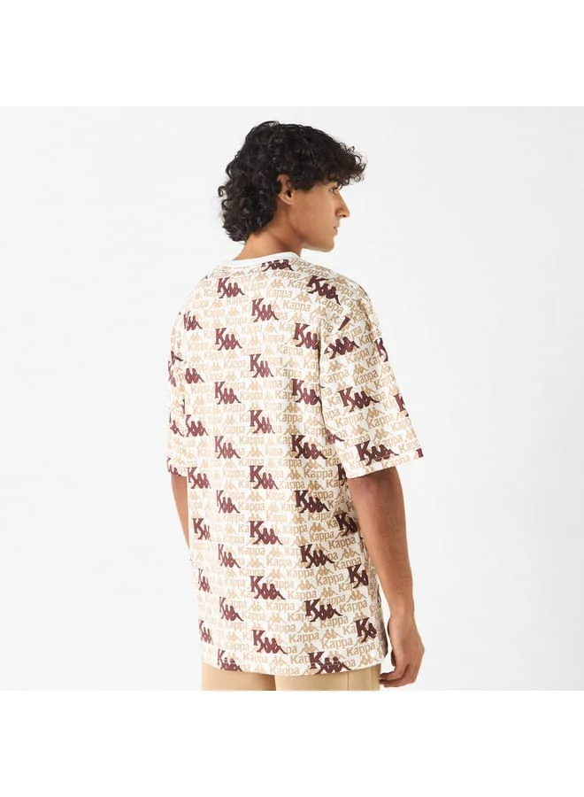 Kappa Kappa All-Over Logo Print T-shirt with Short Sleeves