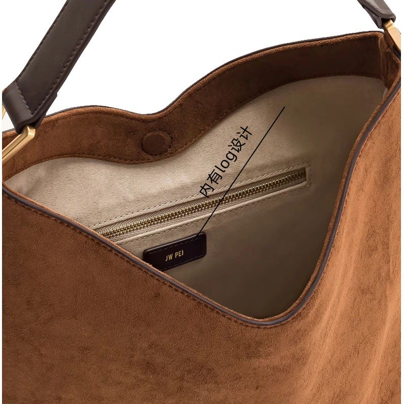 Jwpei Tote Bag New Suede Hobo Women'S Bag Aria2025 Large Capacity Lazy Shoulder Armpit Bag - Image 4