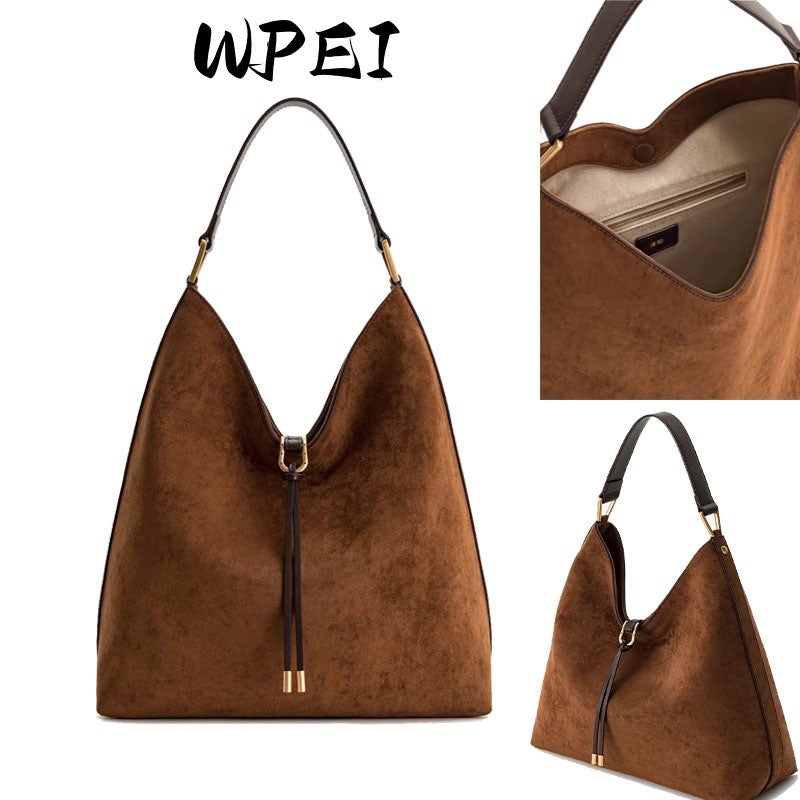Jwpei Tote Bag New Suede Hobo Women'S Bag Aria2025 Large Capacity Lazy Shoulder Armpit Bag - Image 5
